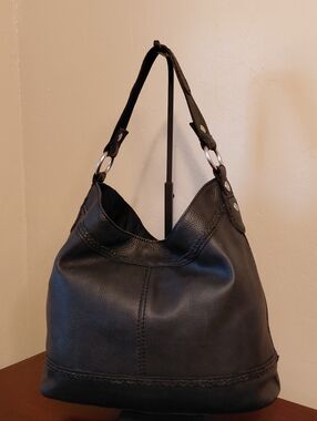 Lucky Brand Joshua Tree Black Pebbled Leather Hobo Bag
